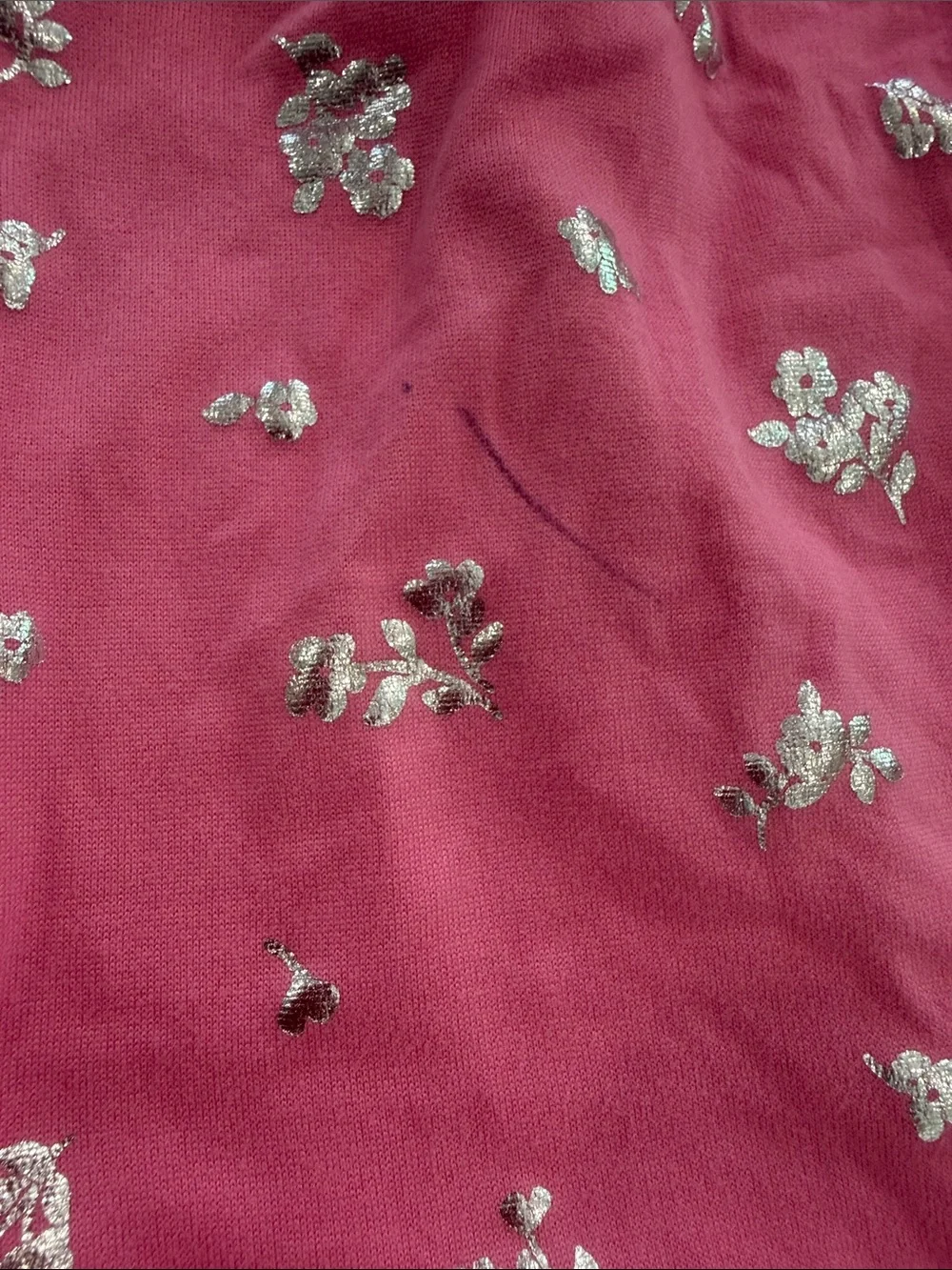 Girls' Pink Short-Sleeve Dress with Silver Foil Floral